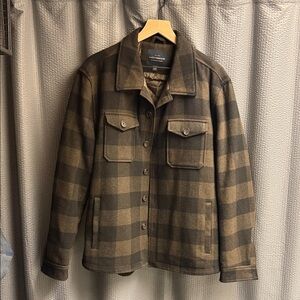Lucky Brand Men's Tan and Black Plaid Shirt Jacket